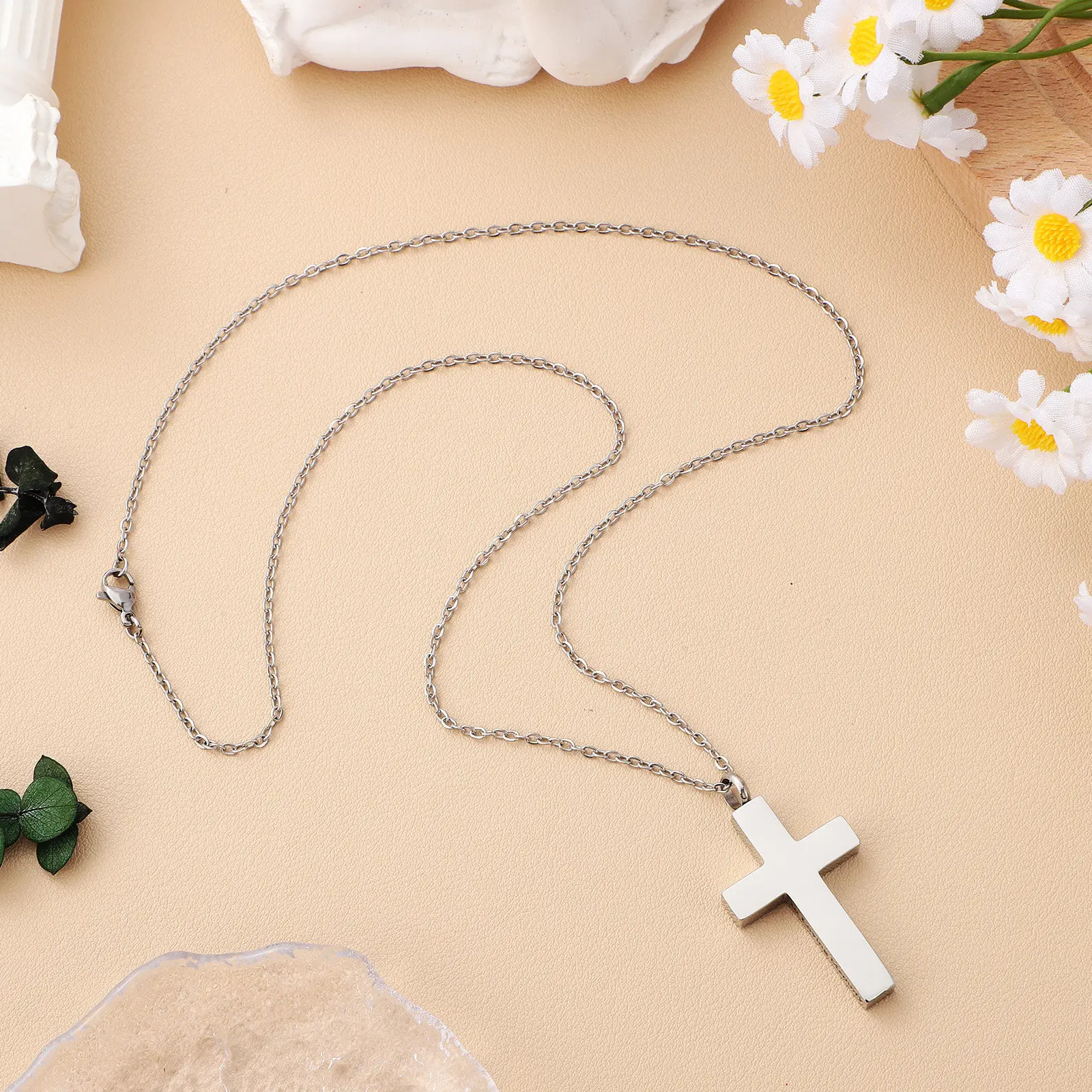 

Ashes Cremation Necklace Cross Polished Titanium Steel Urn Necklace Memorial Jewelry for Men Women Urn Necklaces for Ashes