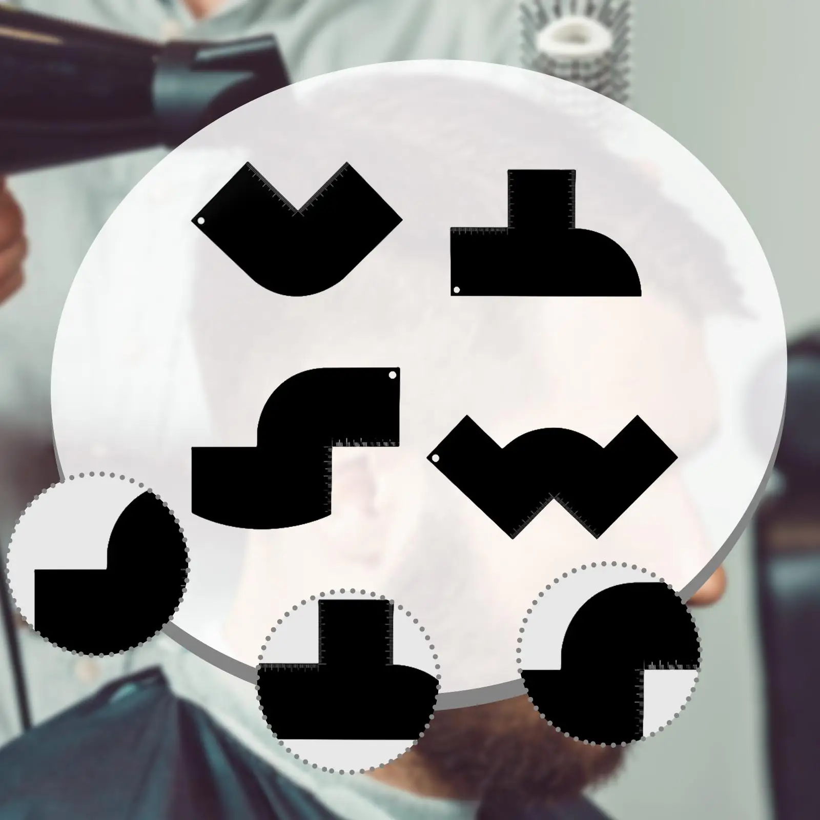 

4x Enhancement Card for Barbers Compact Easy to Clean Beard Line up Template