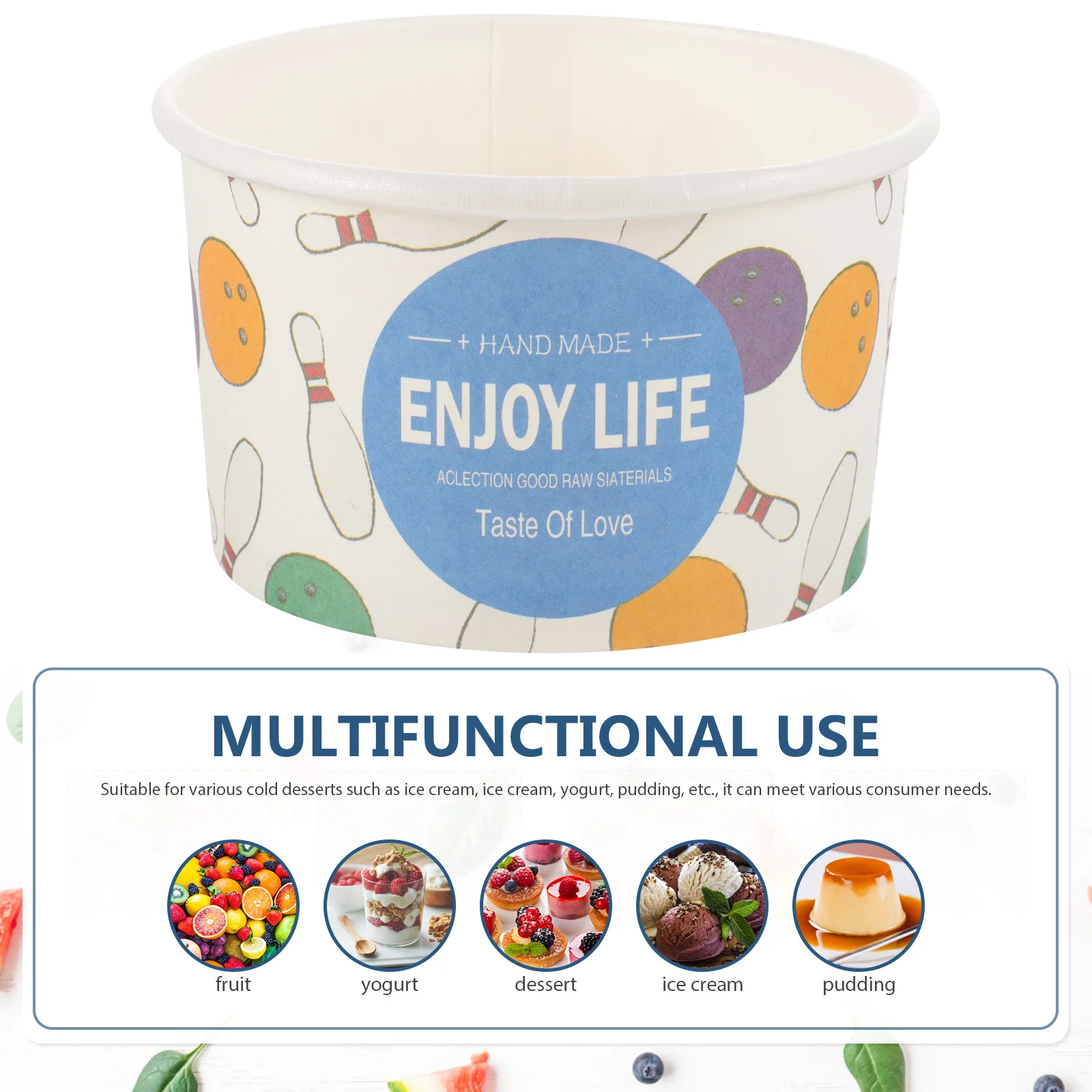 

50pcs Ice Cream Paper Cups Disposable Dessert Containers Reinforced Rim For Party Camping Picnic Cupcake Liners Outdoor Event