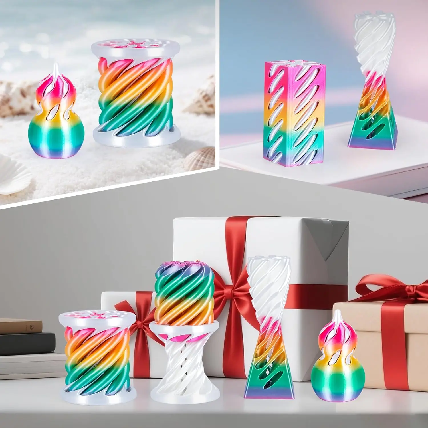 ثلاثية الأبعاد مطبوعة دوامة مخروط تململ لعبة مستحيل Passthrough الهرم عمود دوامة اللولب القرع اسطوانة الوهم الإجهاد الإغاثة #3