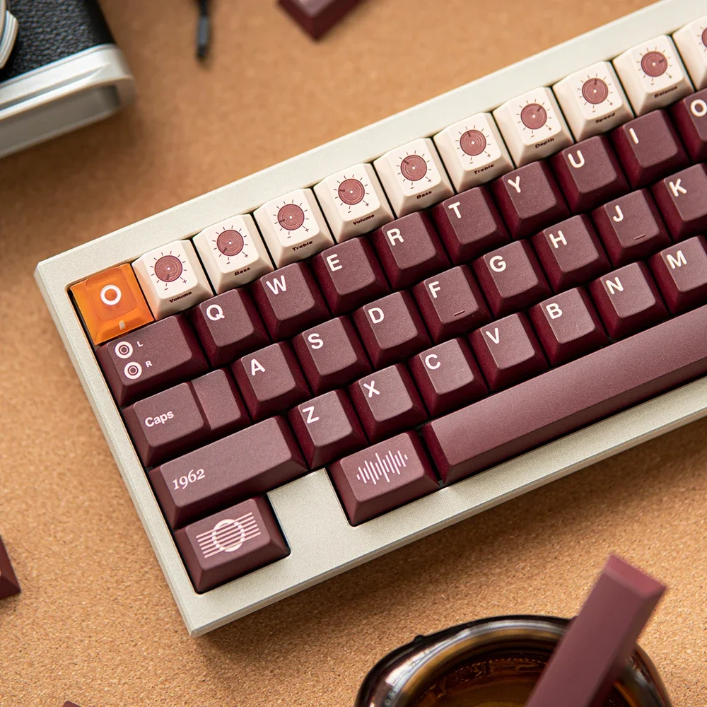Keycap asli sendok kuda AS50D sublimasi Keycap menebal PBT disesuaikan Keyboard mekanis coklat Retro