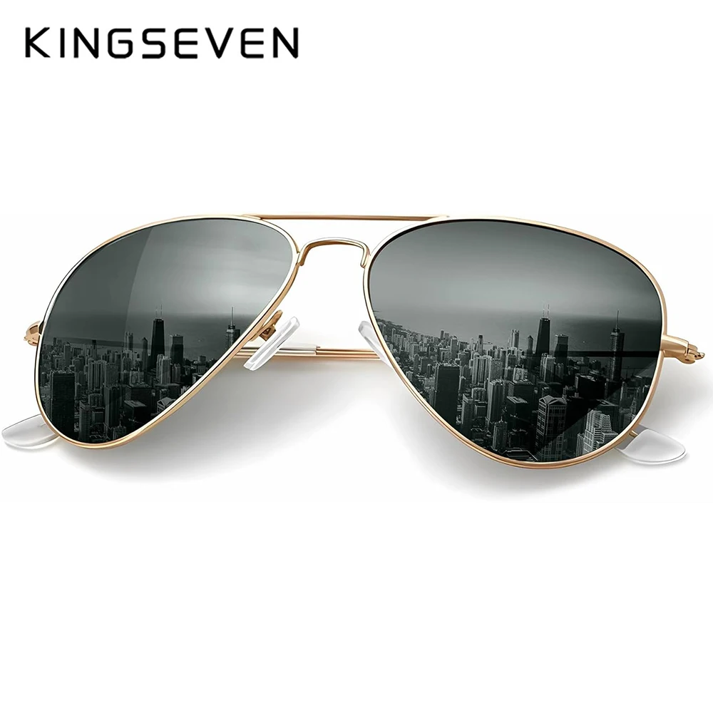 KINGSEVEN nowe modne męskie okulary przeciwsłoneczne spolaryzowane UV400 lustrzane soczewki gradientowe okulary pilotki damskie Retro luksusowe okulary — zdjęcie 2