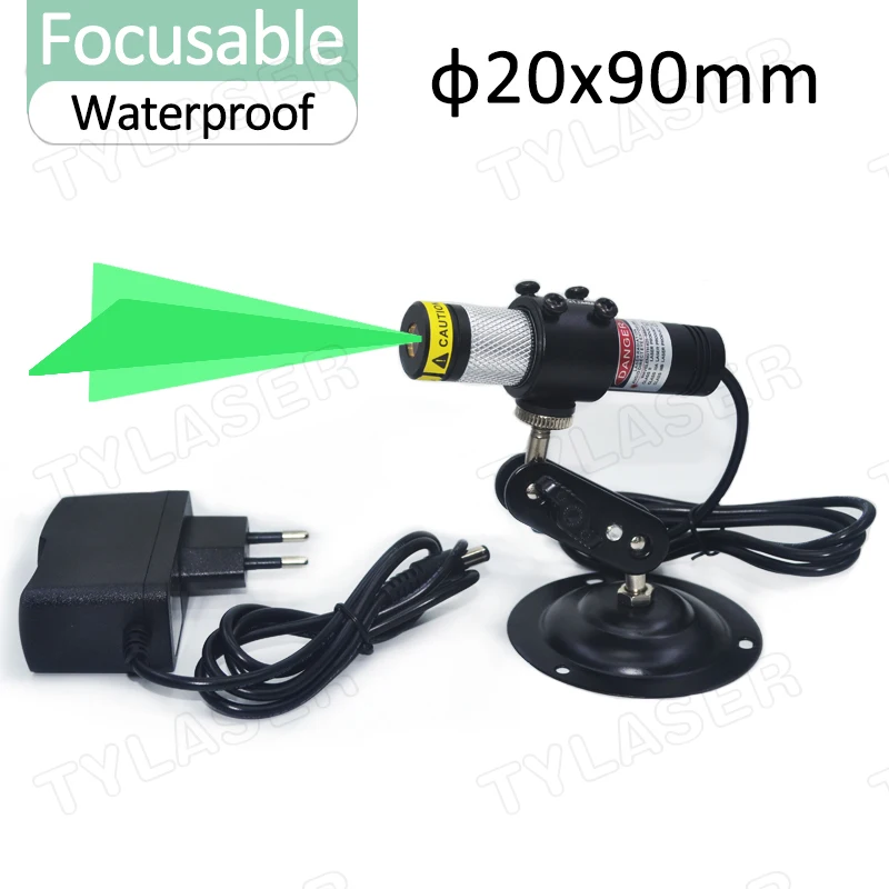 Waterproof Glass Lens D20X90mm Focusable 520nm Green Cross Line Laser Module 10mW 30mW 50mW 80mW 135mW for Cutting Positioning