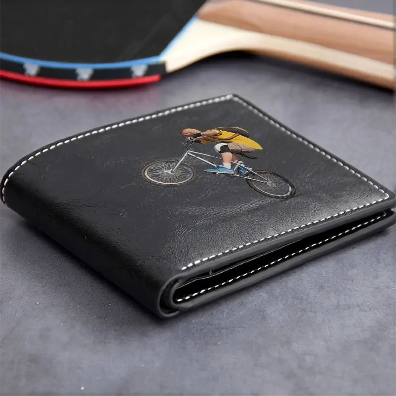 Carteira de PU Urban Rider Design Minimalista Leve Durável Homens Mulheres Acessório de Moda Estilo de Rua Biker Art Print