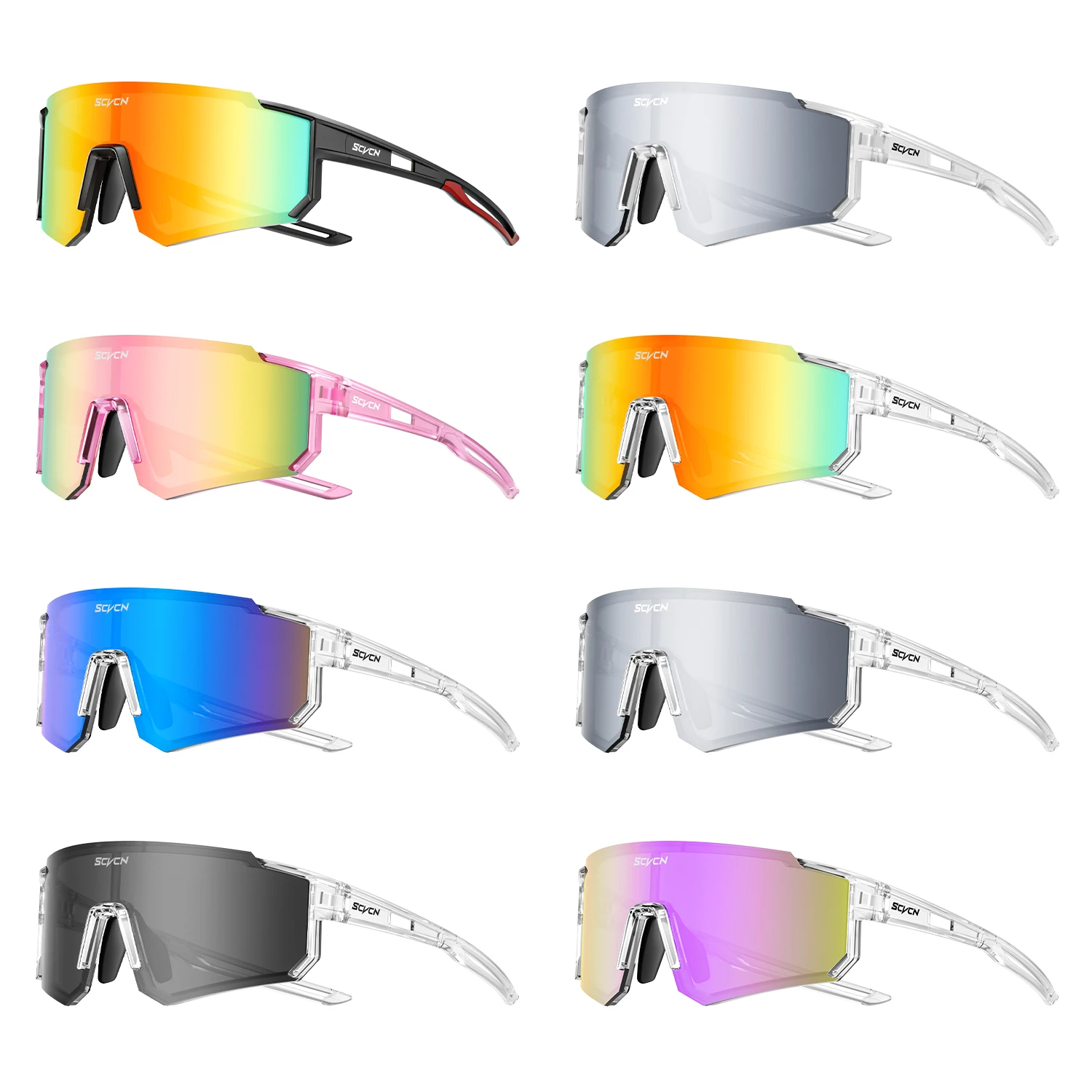 8er-Pack SCVCN Outdoor-Radsportbrillen MTB Rennrad-Brillen Sport-Bergsteigerbrillen für Männer und Frauen Fahrrad-Sonnenbrillen UV400-Schutz