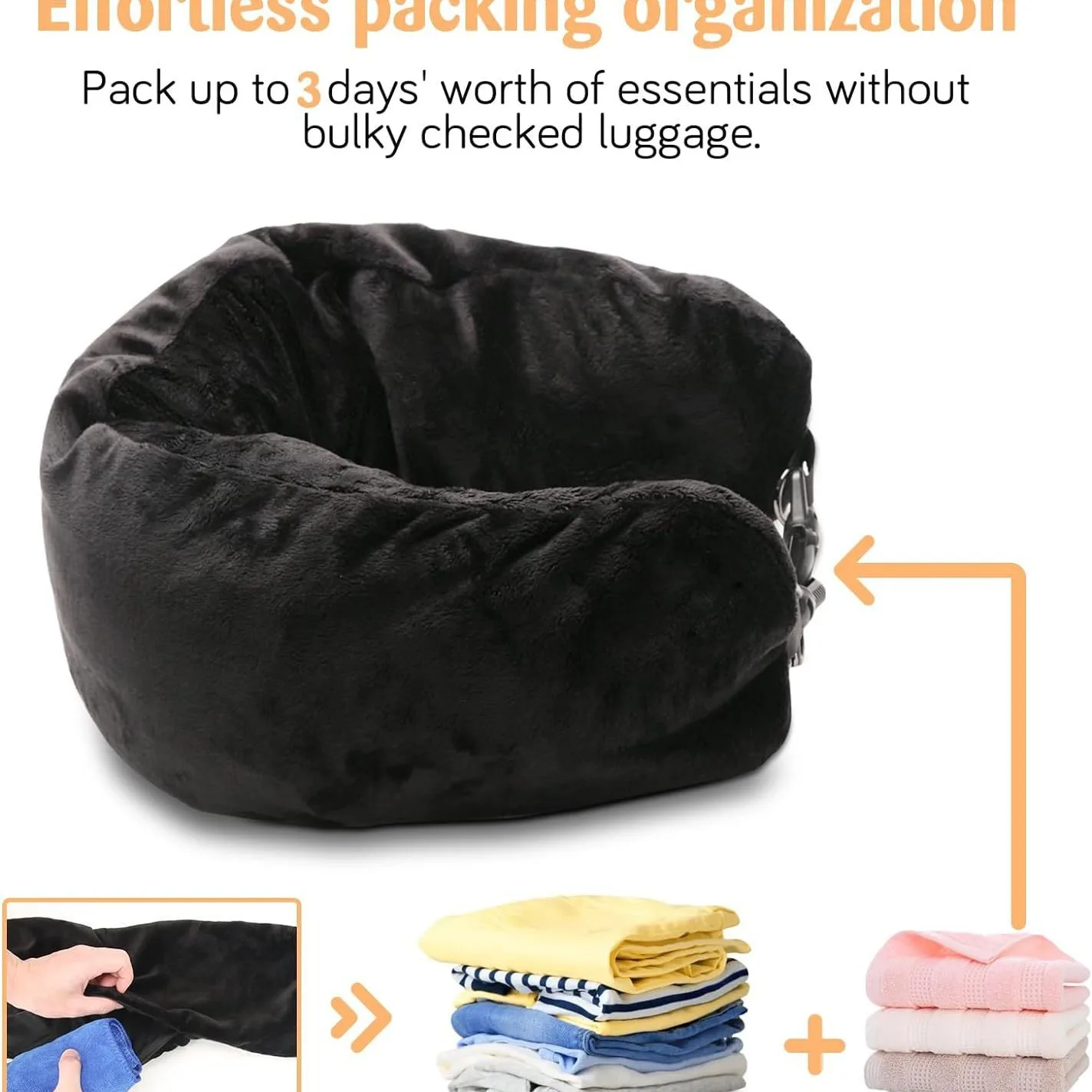 Can store clothes and luggage travel pillow, portable multifunctional U-shaped pillow, travel, outdoor, ride in the car when