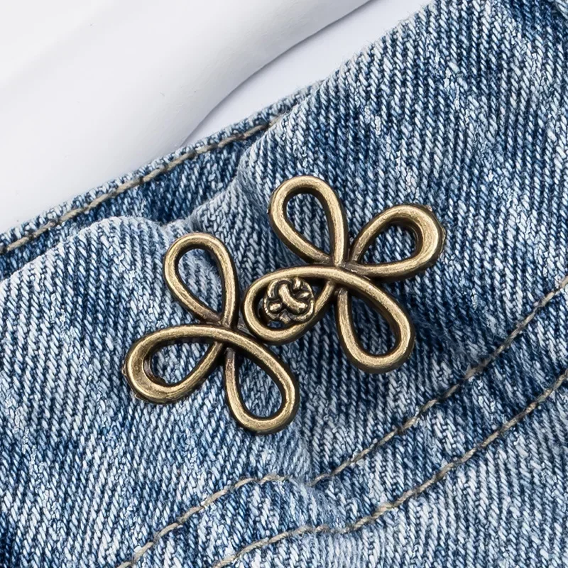Kleeblatt-Taillenknopfverschluss, verstellbare Metall-Jeansknöpfe – Spanner für lockere Jeans, sofort anwendbar ohne Nähen für Denim-Hosen – Detail 10