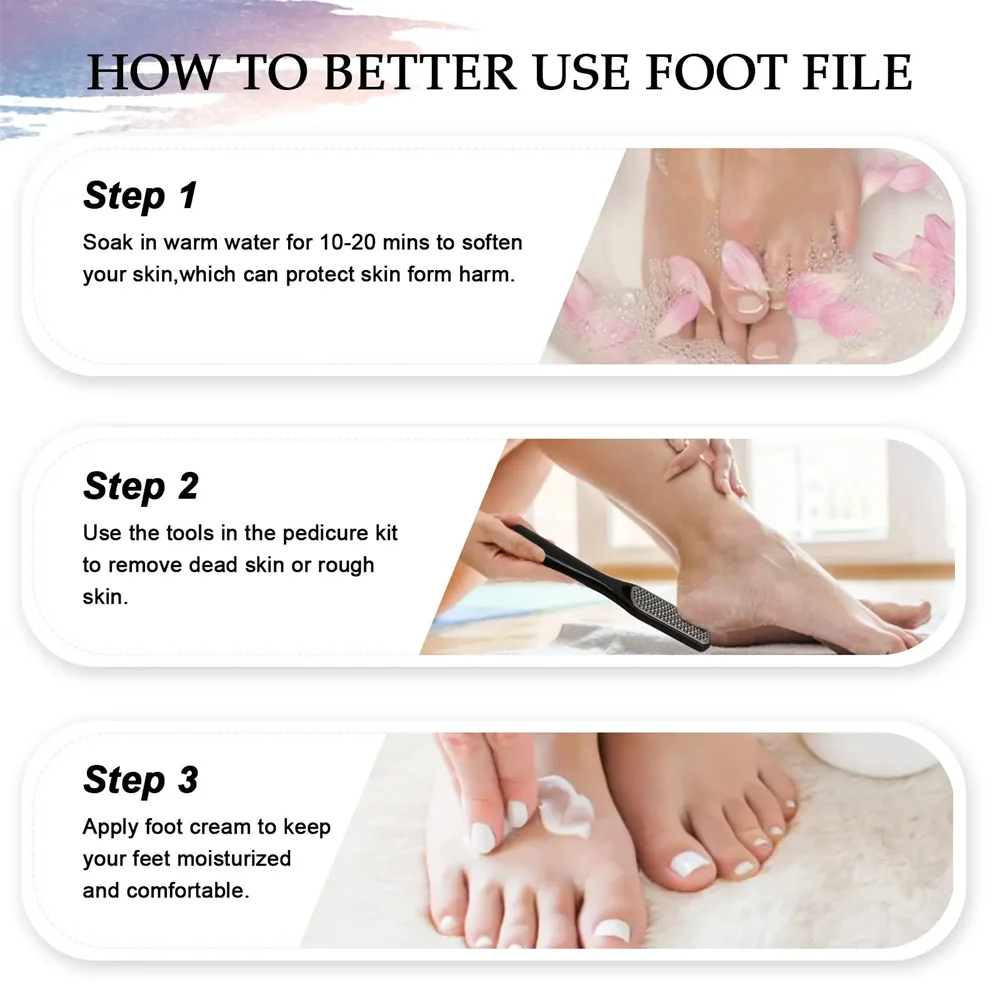 10 in 1 Pedicure Set Peeling and Exfoliating Calluses Foot Scrubbing Brush Stainless Steel Double-sided Foot Care Pedal Stone