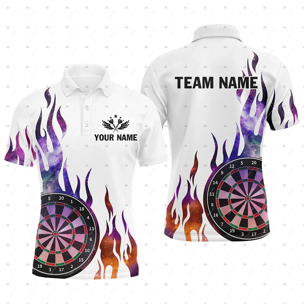 Custom Name Darts Flame Graffiti Gradient Animal Tiger Vintage Retro 3DPrint Harajuku Summer Short Sleeve Polo Jersey Shirts A5 view 4