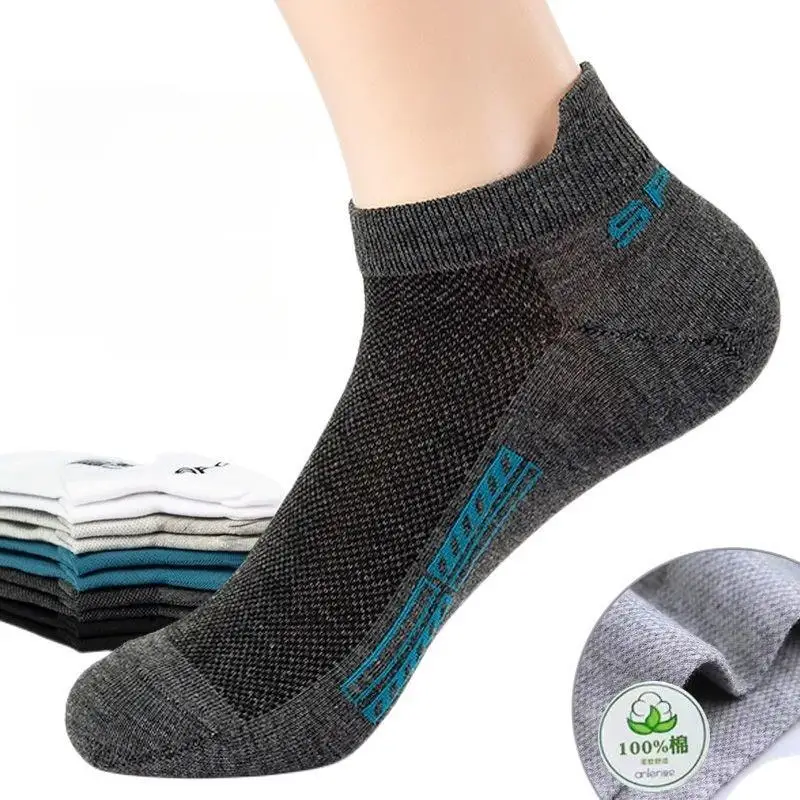 Chaussettes de sport en pur coton pour hommes, maille fine, non ald, décontracté, athlétique, coupe courte, taille 38-46, été, 10 paires