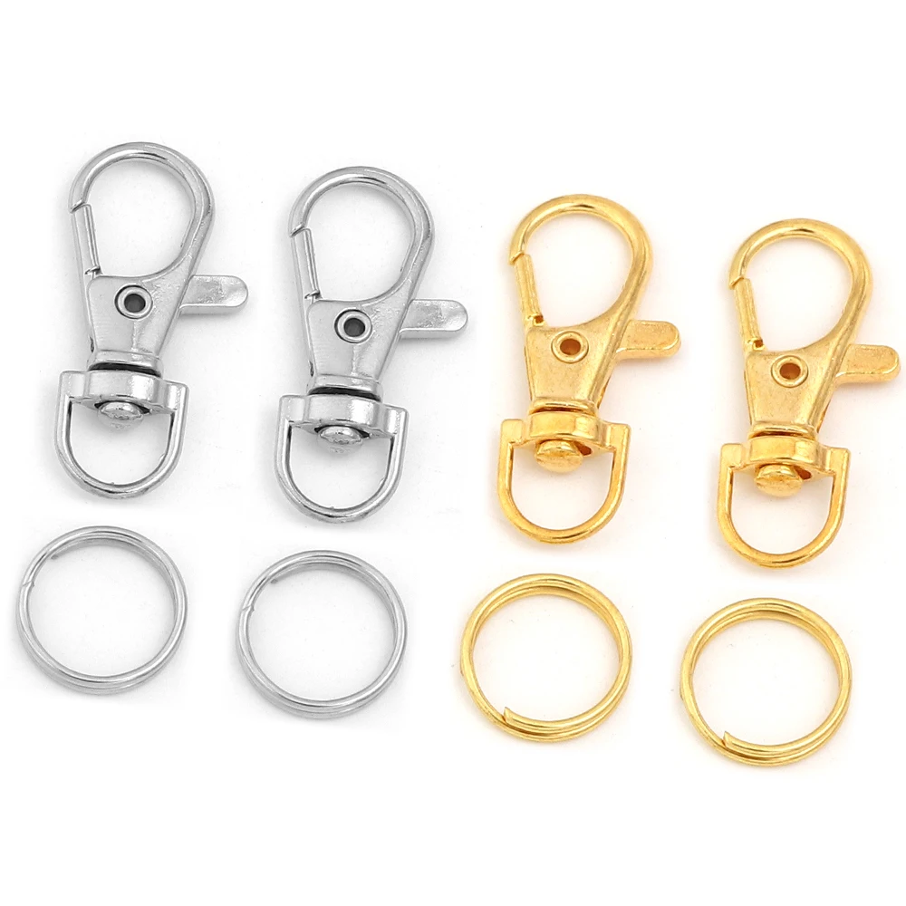 10pcs Alloy Swivel Lobster Clasp Hooks Keychain Split Key Ring Connector For Bag Belt Dog Chains DIY Jewelry Making Accessories