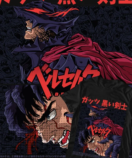 Anime T Shirt Japanese unisex Berserk Armour Transformación Guts