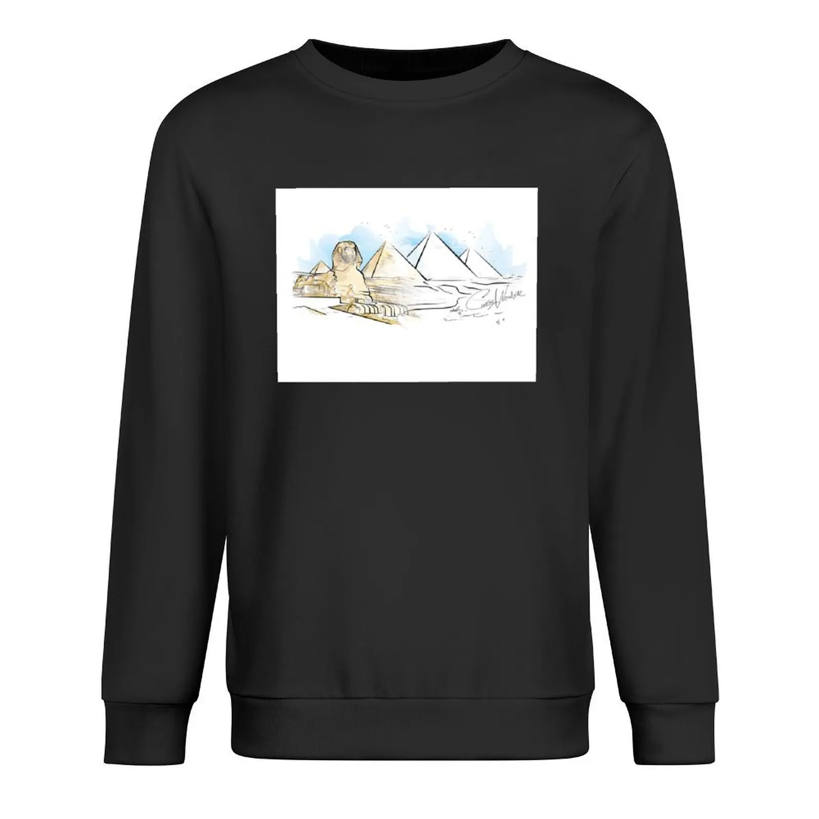 

Pyramids & Sphinx at Giza Watercolour Mask Pullover winter clothes mens clothes men's sweat-shirt anime clothes hoody
