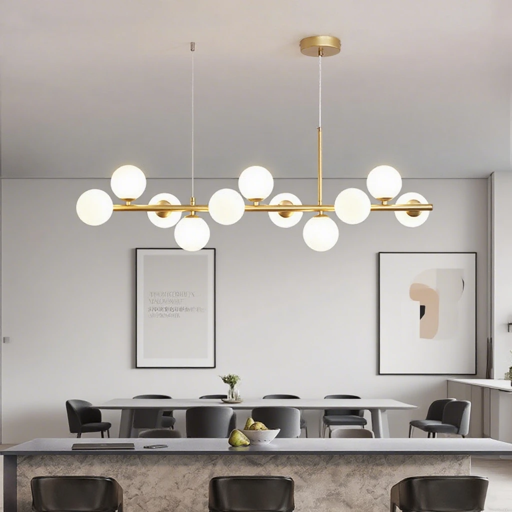 Glass Ball Chandelier Nordic Pendant Minimalist Glass Magic Bean Pendant Lamp for Kitchen Living Dining Room Suspension Hanging
