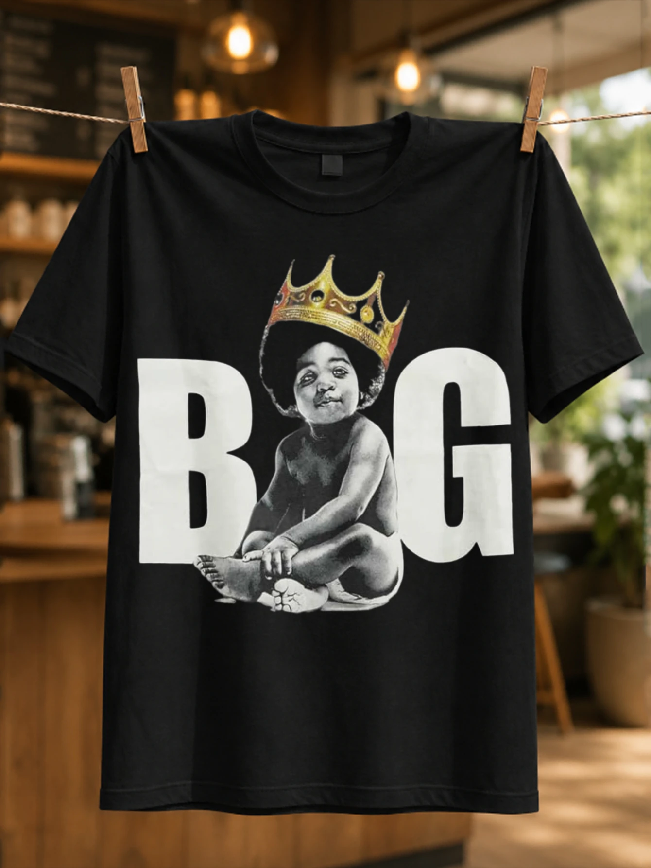 Crowned baby portrait between oversized BIG letters in bold   and gold contrast iconic vintage hip  Unisex All T-Shirt