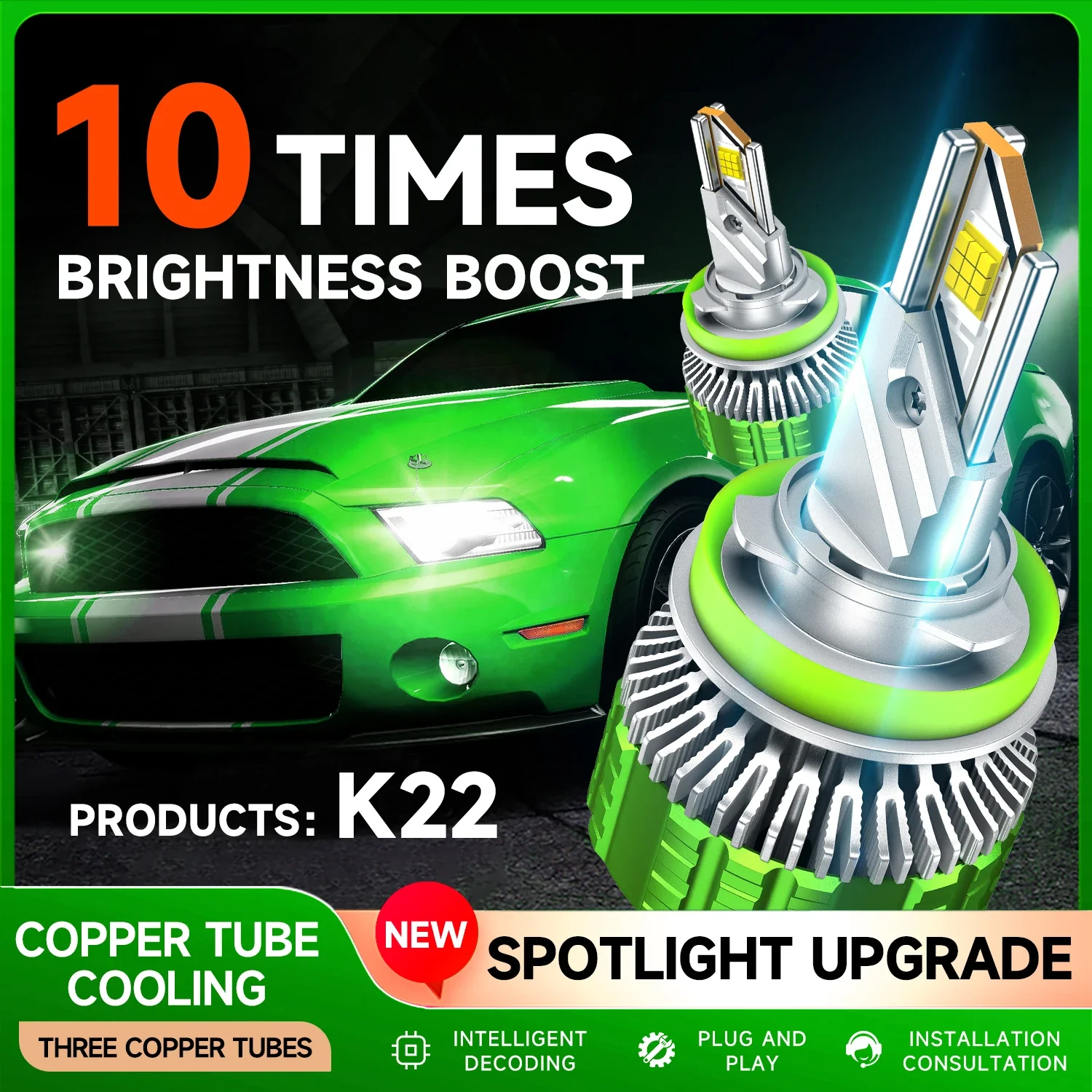 YBN LED Headlight Lamp H4 Car Bulbs  Canbus 2700W Super Power Lighthouse 6500K 12v 24v 36V H7 H1 H3 H11 H8 H9 9005 9006 HB3 HB4