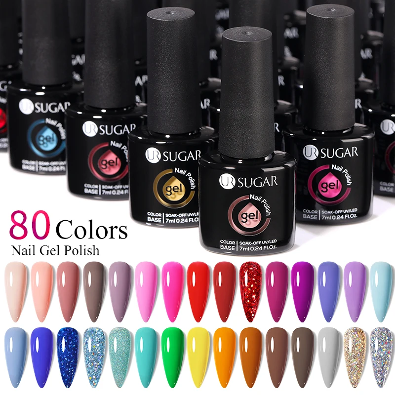 UR SUGAR 7ml Gel Nail Polish Glass Bottle Color Gel Varnish Semi Permanent UV LED Nail Art Gel Polish Manicure For Nails