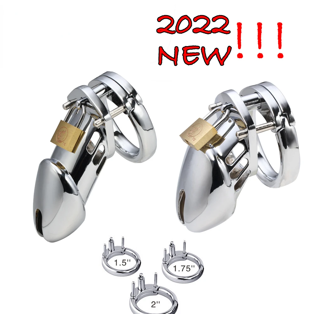 New Male Stainless Steel Cock Cage Penis Ring CB6000S Chastity Cage  Metal Phallus BDSM Bondage New Lock Adult Sex Toys for Men