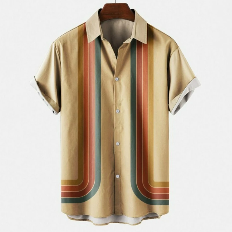 Summer New Large Size Men's Casual Digital Printing Short-sleeved Shirt Hawaiian Men's Shirt Temperament Fashion Individuality