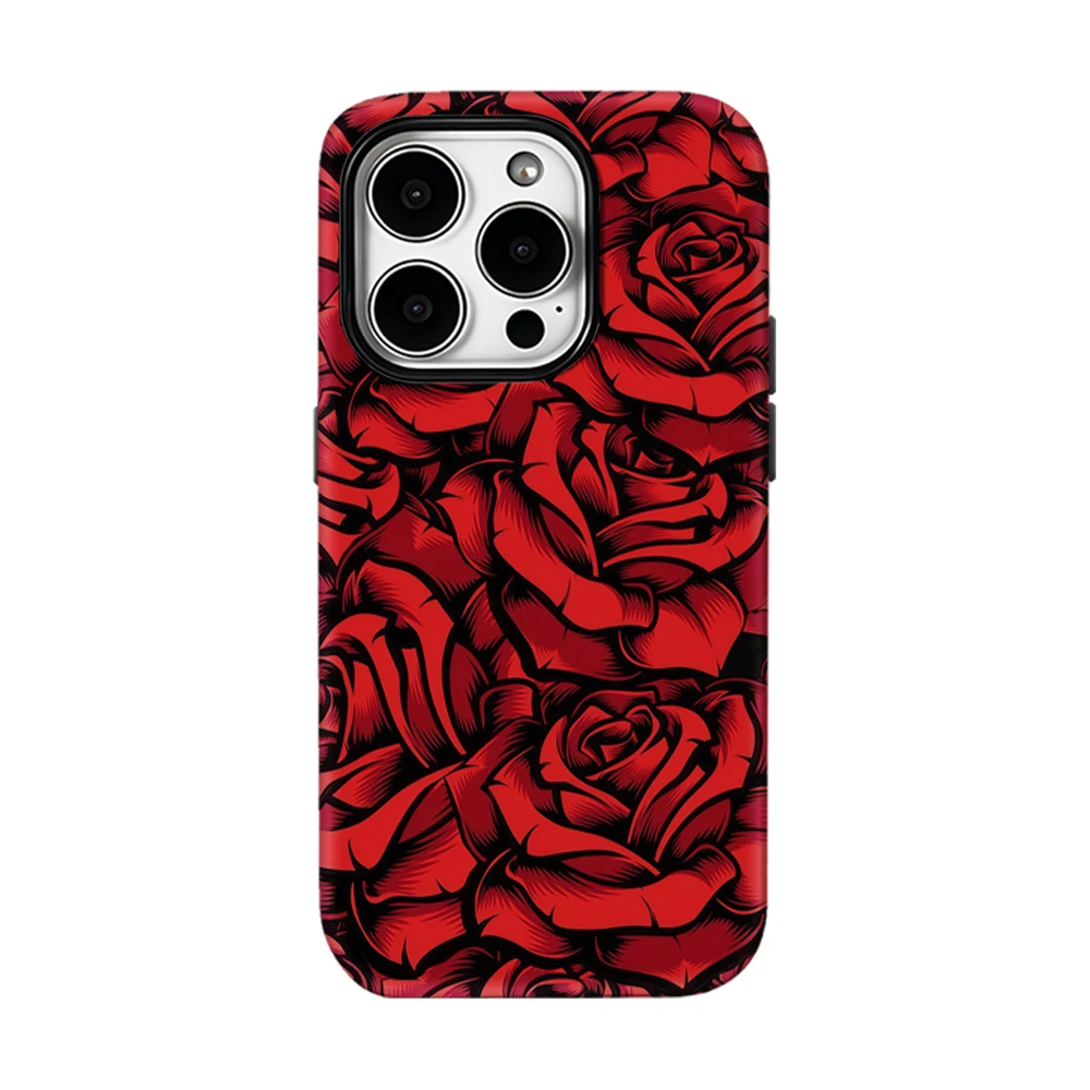 

Red Rose Gothic Phone Case for IPhone 17 16 15 14 13 Pro Max Plus for Magnetic Single Double-layer Tough Case