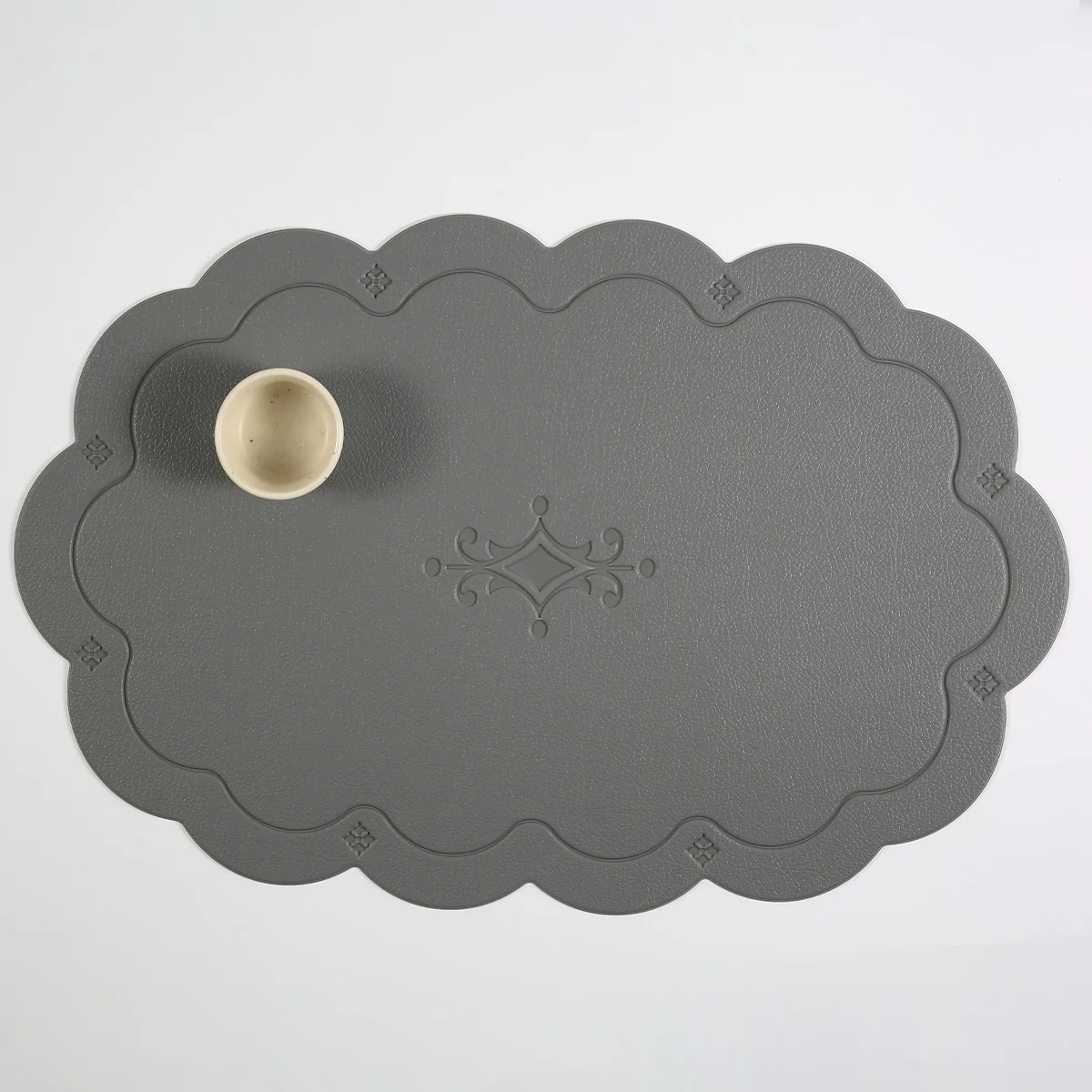 1pcs Faux leather dining placemat with Edge embossing insulation mat hotel restaurant placemats coasters