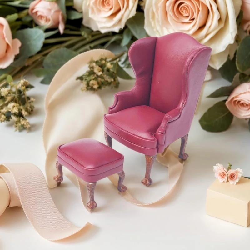 Slaapkamer lederen loveseat/single miniatuur meubels model poppen huizen accessoire realistische speelset 1:12