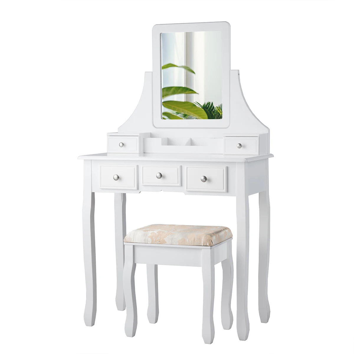 

Vanity Set W/5 Drawers &Removable Box Makeup Dressing Table and Stool Set White