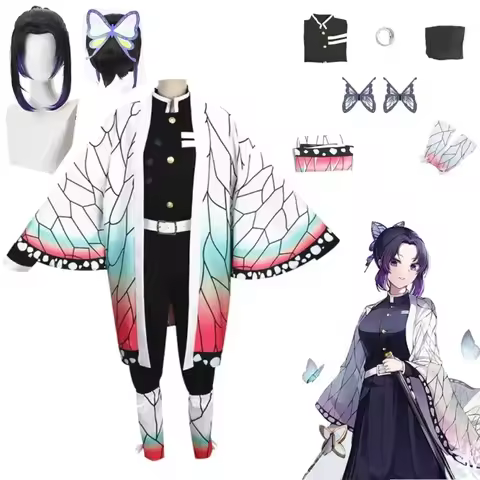 Kochou Shinobu Cosplay Costume Anime Demon Slayer Cosplay Acres Uniform Wig Halloween Party Costume Adult Children