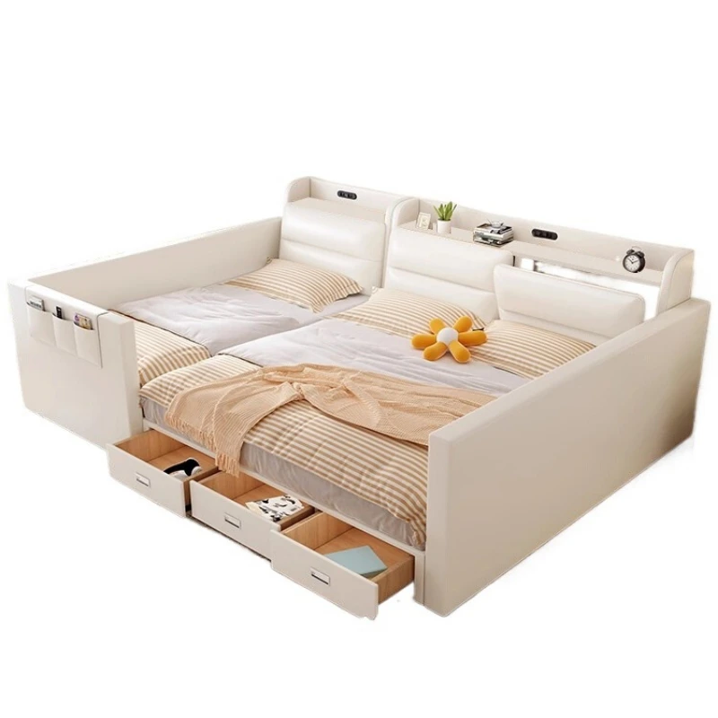 Cream wind parent-child bed, second-child family, three or four master bedrooms, super-large bed 3 meters splicing,