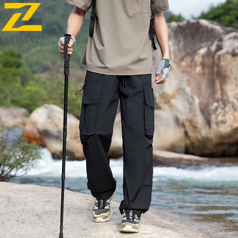 في الهواء الطلق فائدة السراويل جديد الخريف الرجال استرخاء واسعة الساق بناطيل كاجوال الشارع الشهير خمر تنوعا العصرية خفيفة الوزن بنطلون