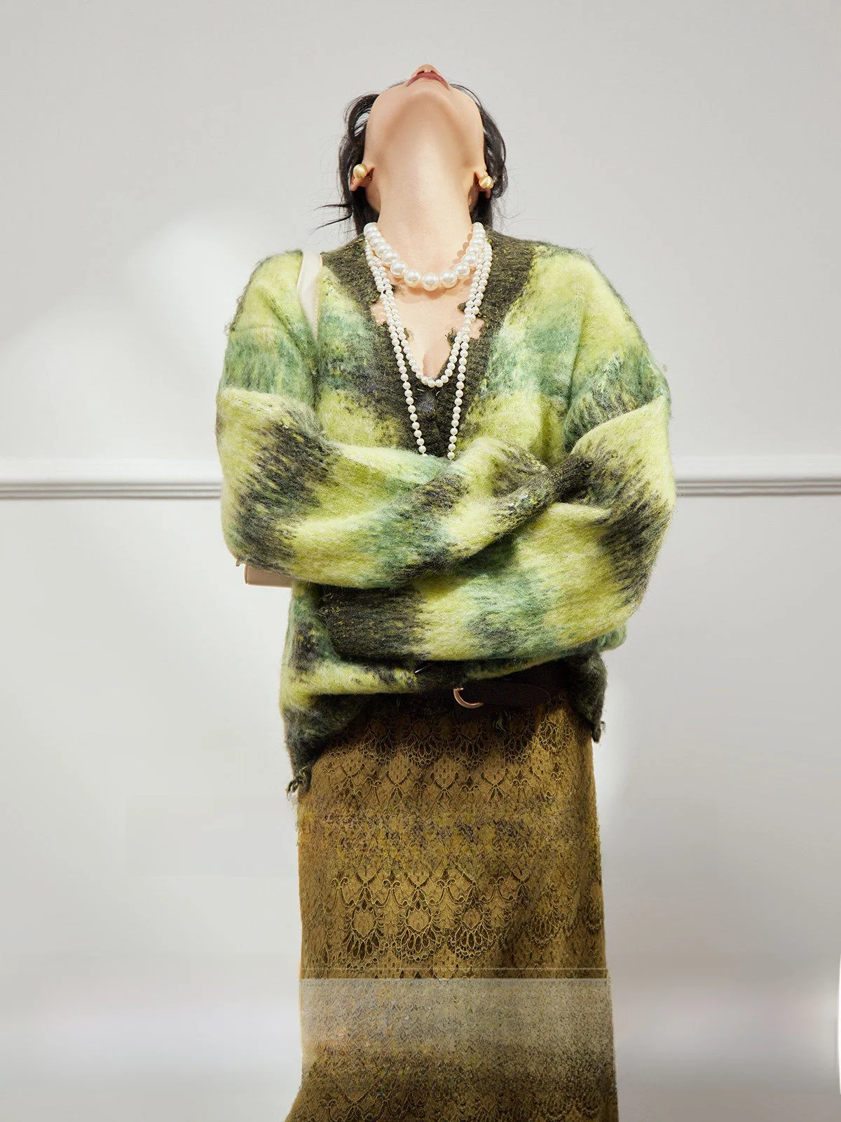 

een V-Ne Knitted Sweater Women's Loose Fit Striped Patchwork Uncle Rainbow Long Sve Cardigan for Teen Girls