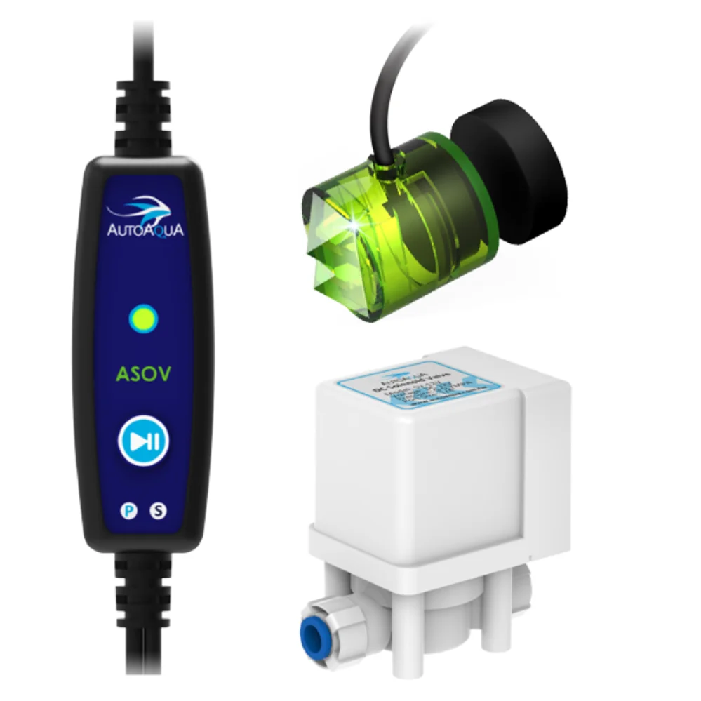 AUTOAQUA Smart ASOV Electronic Auto Shut Off Valve Kit for RO DI Water System Flood Prevention Sensor Controller