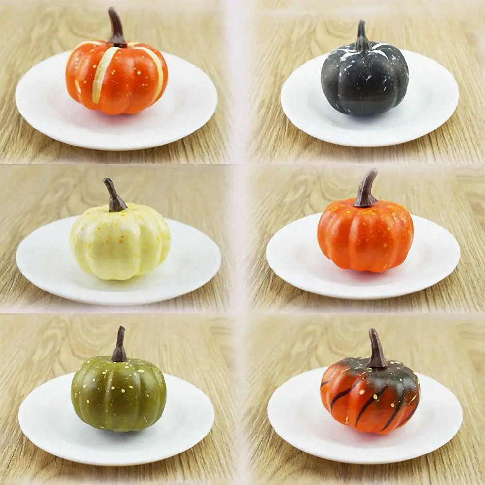 6Pcs Mini Artificial Pumpkin Fake Simulation Vegetable Halloween Home Decoration Props DIY Indoor Craft Pumkin Ornament Set - view 5
