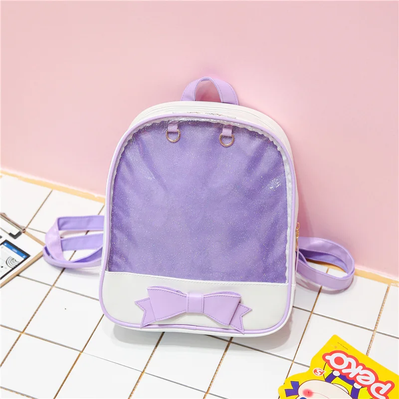 1016 Cherry Bow Tie Clear Fashion Backpack Transparent Travel School Bag Amazon.com | Hidds Clear Backpack for Kids Teens Girls Women  main image 4