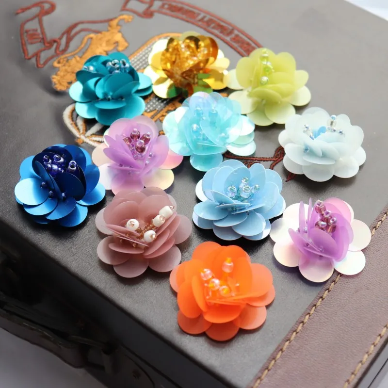 3D Hand Nail Beads Patch Sequin Flower Clothing Hair Applique DIY Accessories