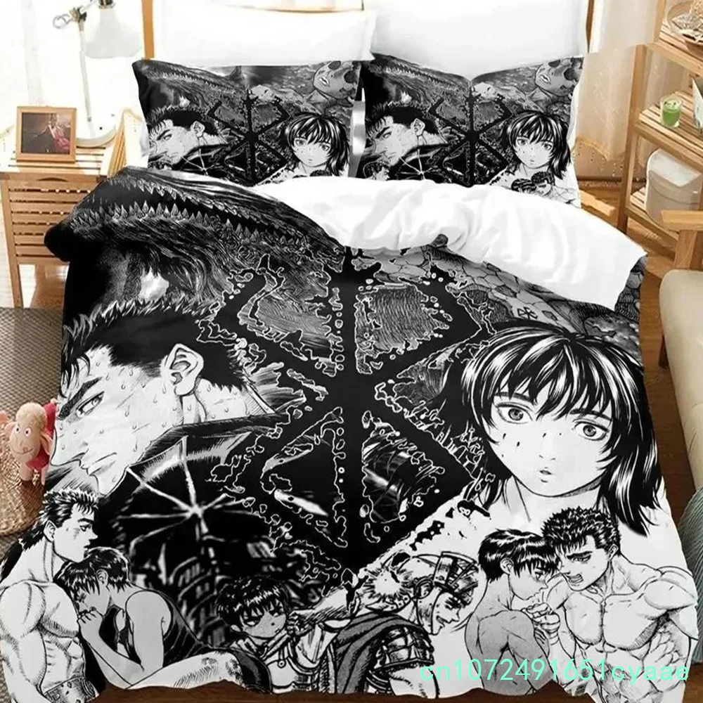 3D Print Anime Berserk Bedding Set For Bedroom Soft Modern Bedspreads Comefortable Kids Duvet Cover Quilt Cover And Pillowcase