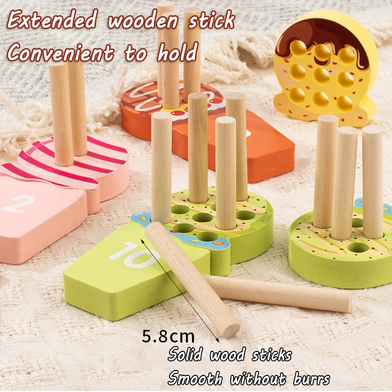 Kid Ice Cream Counting Peg Board Math Toy Montessori Teaching Tool Number Matching Cognition Kindergarten Learn Educatinal Game