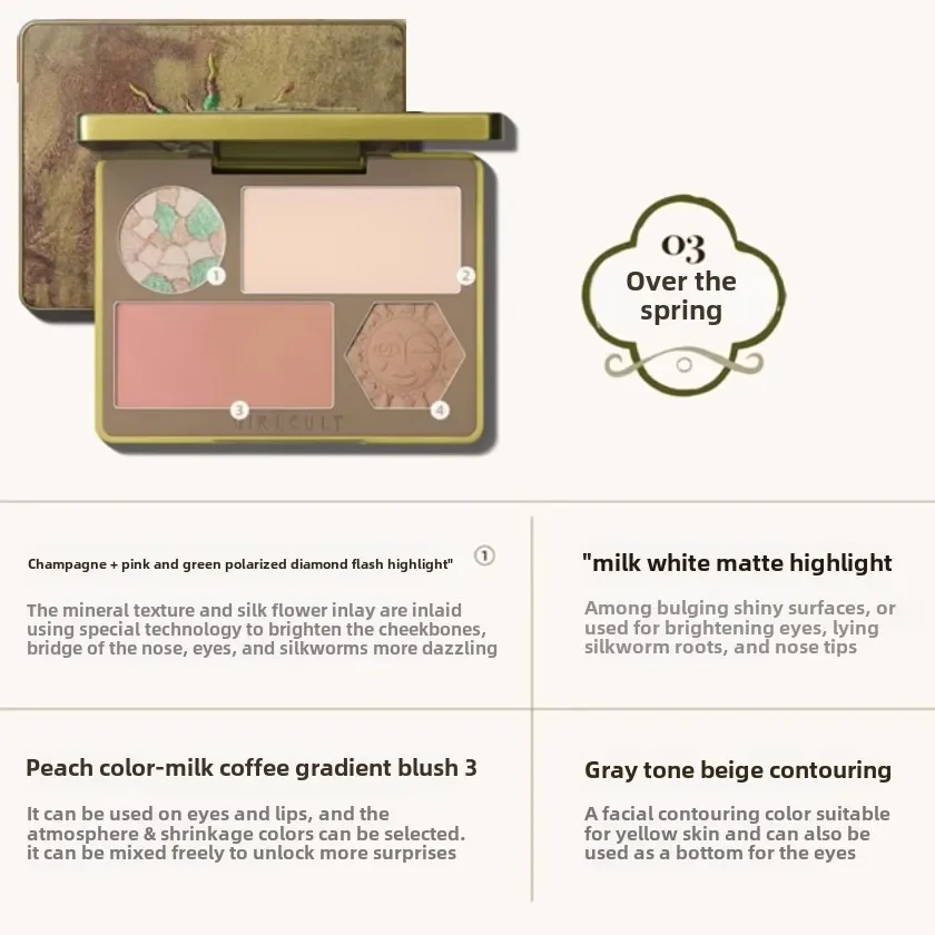 لوحة وجه متعددة الوظائف من Girlcult Jianghu الكل في واحد، أحمر الخدود، هايلايتر كونتور ومسحوق برونزي وكريمة للتوهج الخالي من العيوب #5