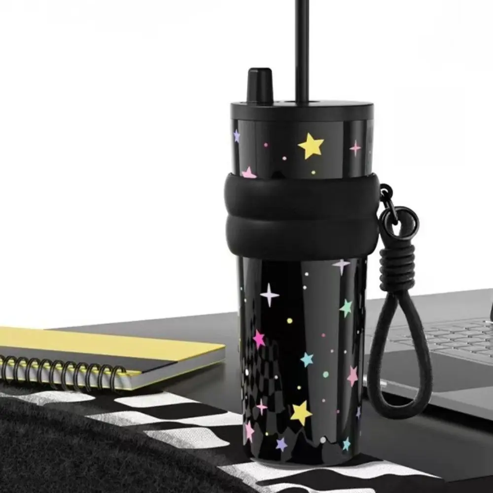 

Large Capacity Star Flower Print Vacuum Thermos Cup Stainless Steel Fashion Insulation Cup Portable Water Bottle Women Men