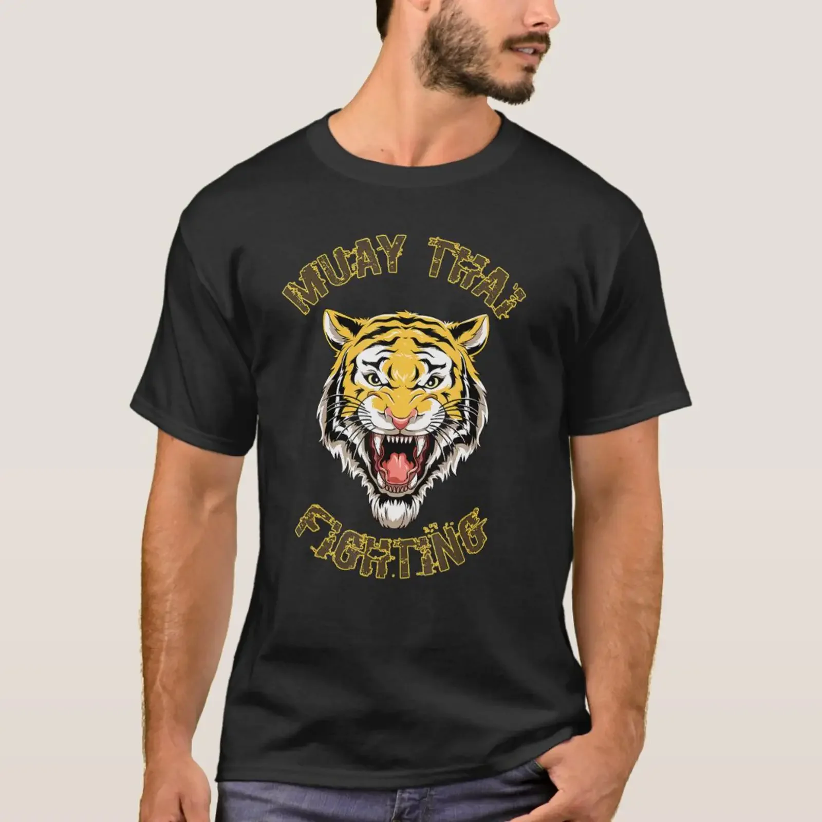 Tiger Thai Boxing And Kickboxing T Shirt vintage Washed Versatile Top For Everyday Wear homme Soft Comfortable Casual Stretched