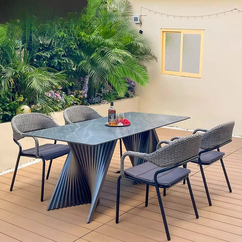 

Outdoor tables and chairs courtyard garden outdoor rock slab dining table dining chair balcony terrace modern leisure