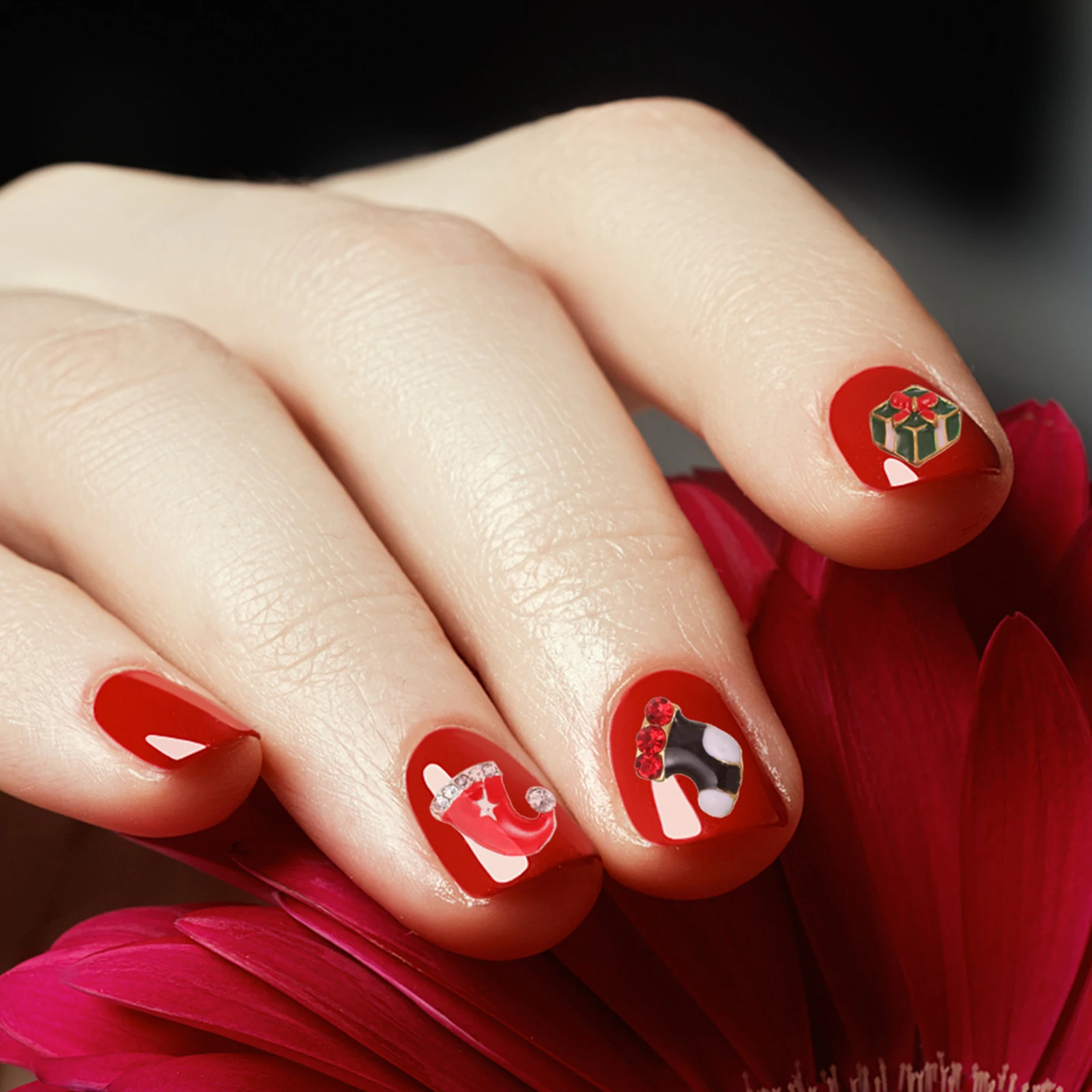 

FOMIYES 20pcs Christmas Nail Stickers 3D Jewel Glitter Rhinestones Winter Manicure Decor Alloy for Nails Art Design