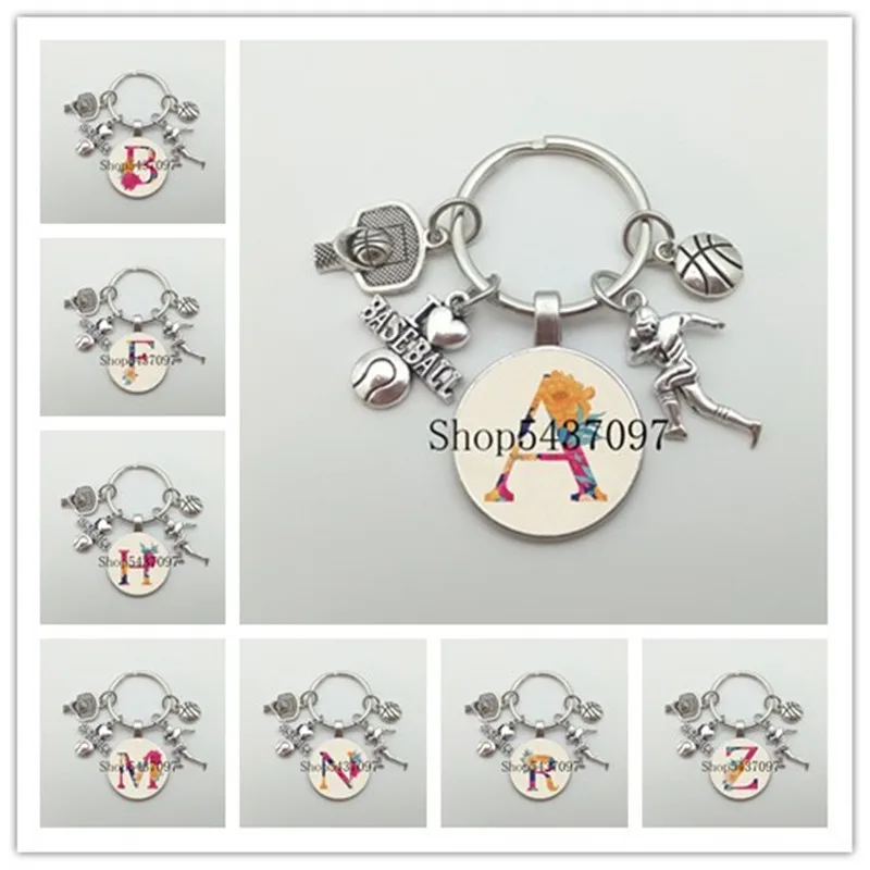 Men's Keyring I Love Basketball Glass Cabochon Pendant DIY Car Keychain Sports Lover Jewelry Gift