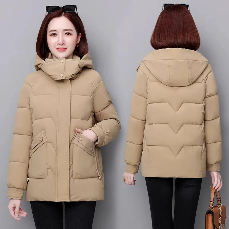 2023 Winter Jacket Women Parkas Hooded Thick Down Cotton Padded Parka New Korean Puffer Female Short Slim Warm Snow Wear Outwear