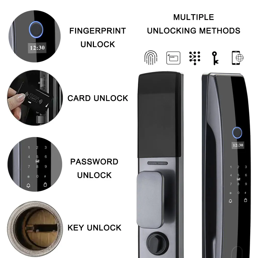 TIAGO A7 TUYA WIFI Remote Unlock Temporary Password Fingerprint Magnetic Card Password Key Fully Automatic Smart Door Lock