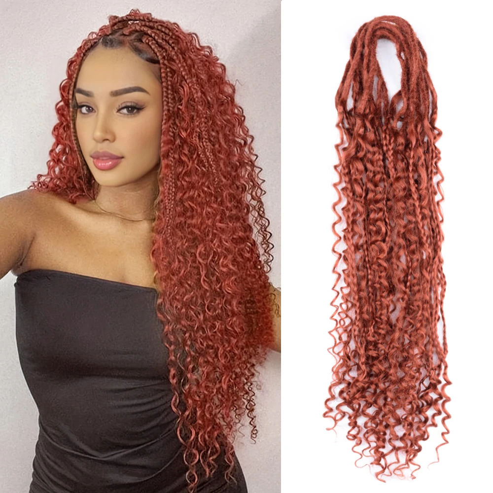 Extensiones de rastas onduladas estilo Hippie, trenza hecha a mano con extremos rizados sintéticos de 24 pulgadas, estilo bohemio, rastas de doble extremo, buda