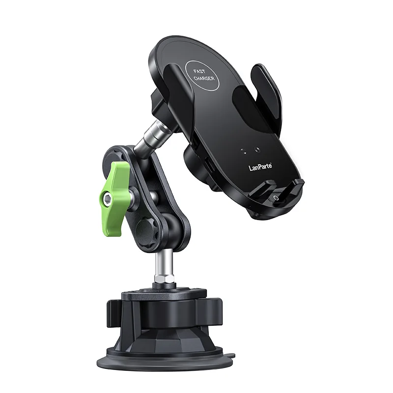 Universal Multi-functional Quick-Release Wireless Charging Mobile Phone Holder for Car with Suction Cup Phone Clamp