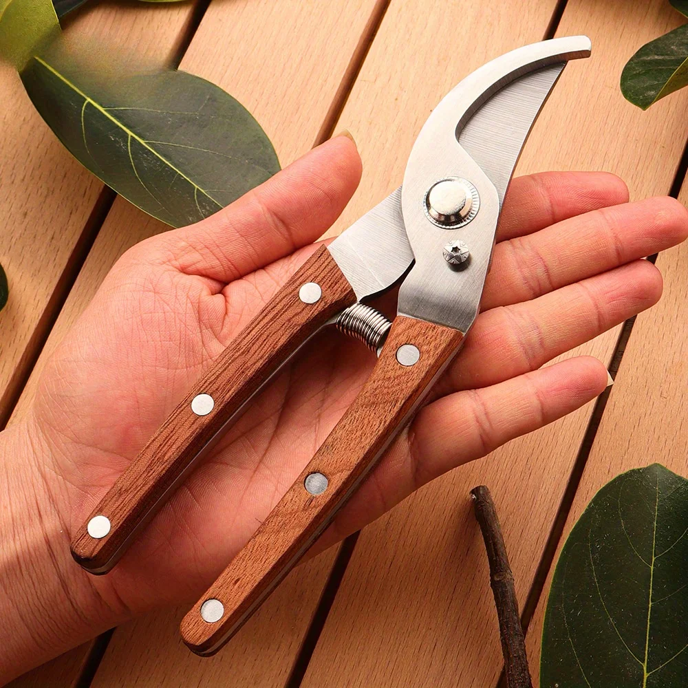 Solid Wood Shears Carbon Steel Sharp Curved Pruners Plant Grafting Floral Trimming Non-Slip Handle Garden Manual Scissors
