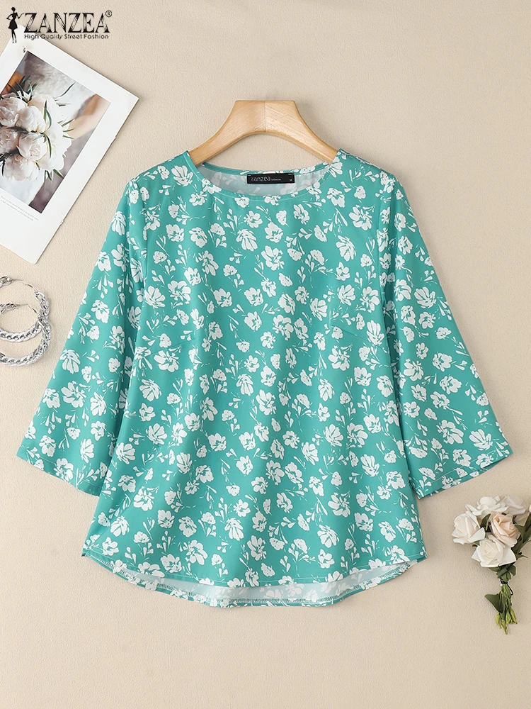 ZANZEA 2025 Autumn Floral Printed Blouse Women O Neck Long Sleeve Tops Casual Loose Work Blusas Female Chemise Bohemian Shirt