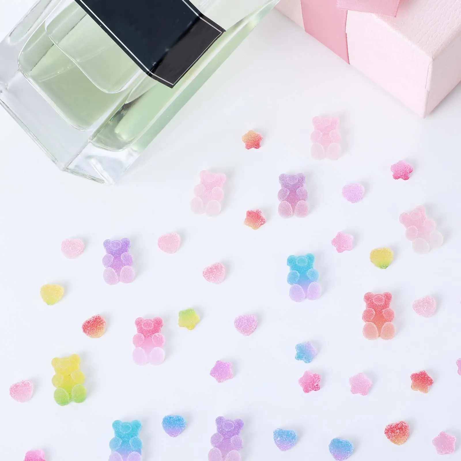 50pcs 3D Nail Art Charms - Kawaii Candy Bear Flatback Resin for Nail Art, Jewelry Making & DIY Scrapbook Supplies